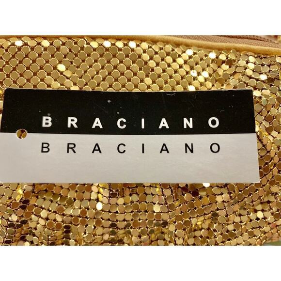 Vintage 1980s Braciano Gold Mesh Bag Clutch/ Shoulder Bag 1980s Mob Wife - Picture 6 of 6